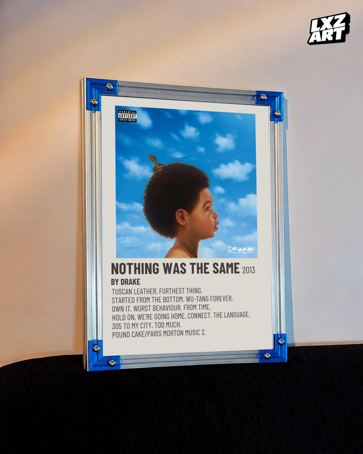 Drake Nothing Was the Same Album Tracklist Poster | Unframed Hip Hop Wall Art — LXZART display 3; frame not included