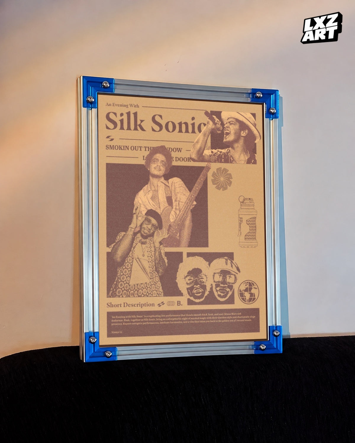 Bruno Mars Silk Sonic Newspaper Wall Art — LXZART display 3; frame not included
