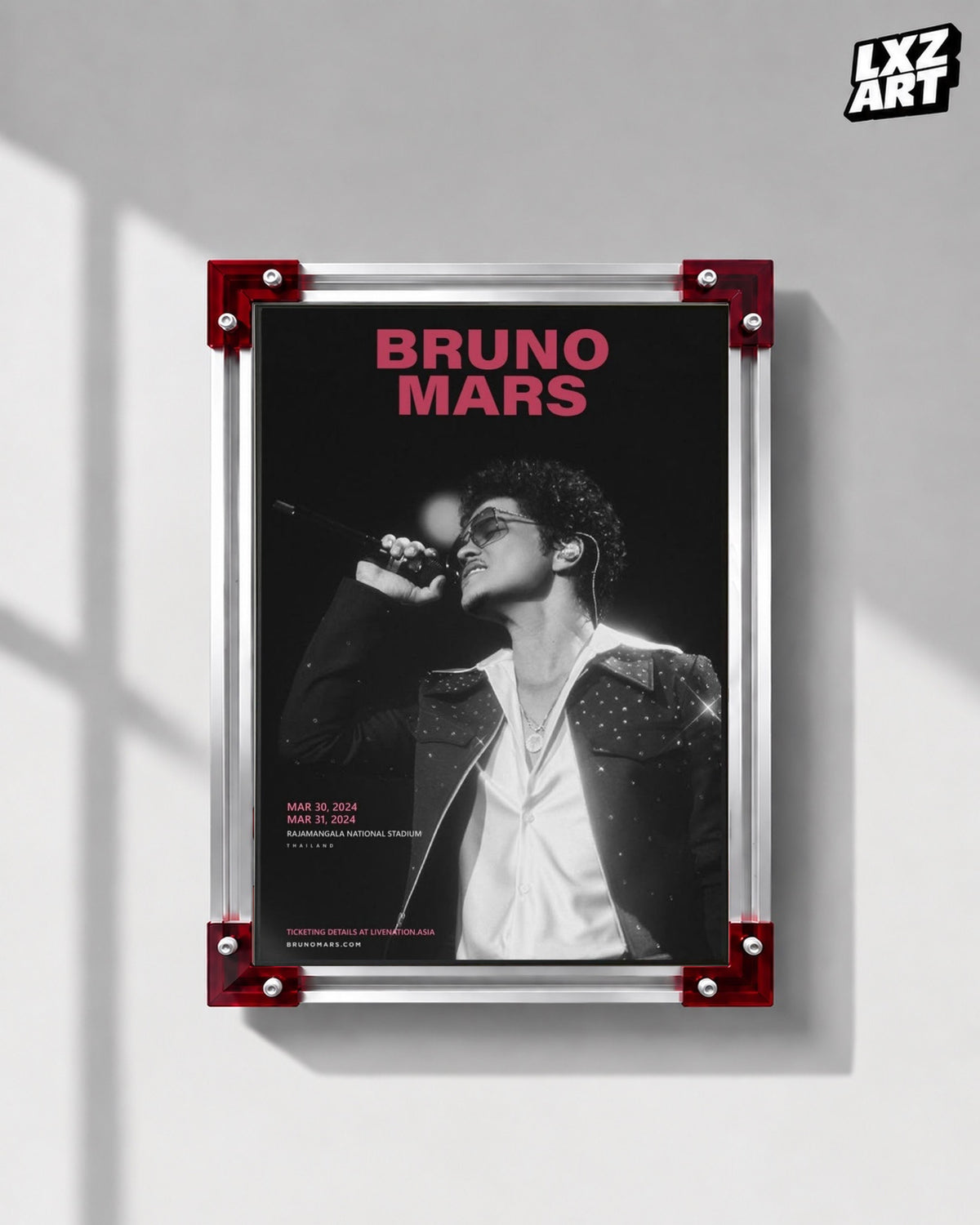 Bruno Mars Thailand Concert Poster Wall Art — LXZART display 1; frame not included