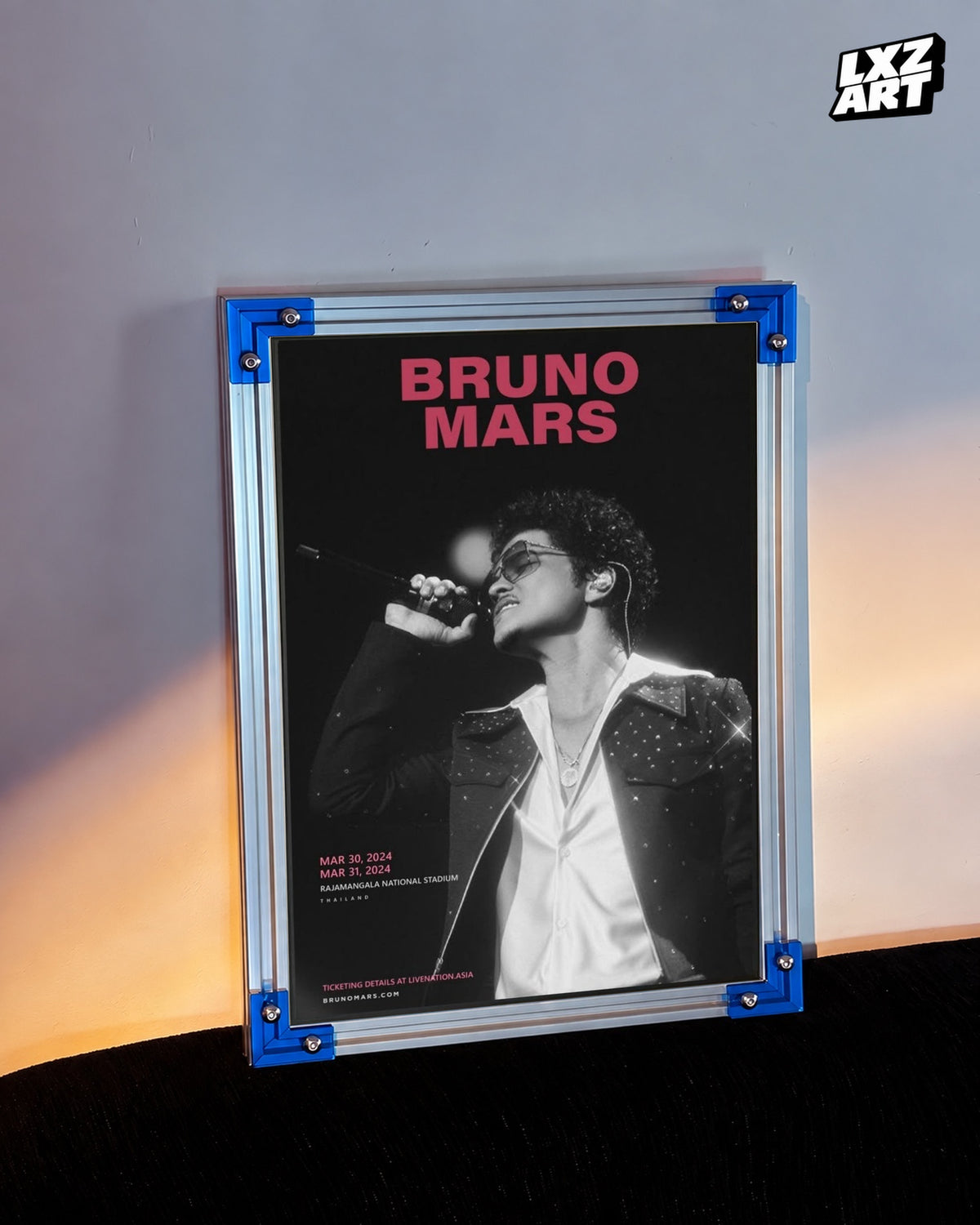 Bruno Mars Thailand Concert Poster Wall Art — LXZART display 3; frame not included