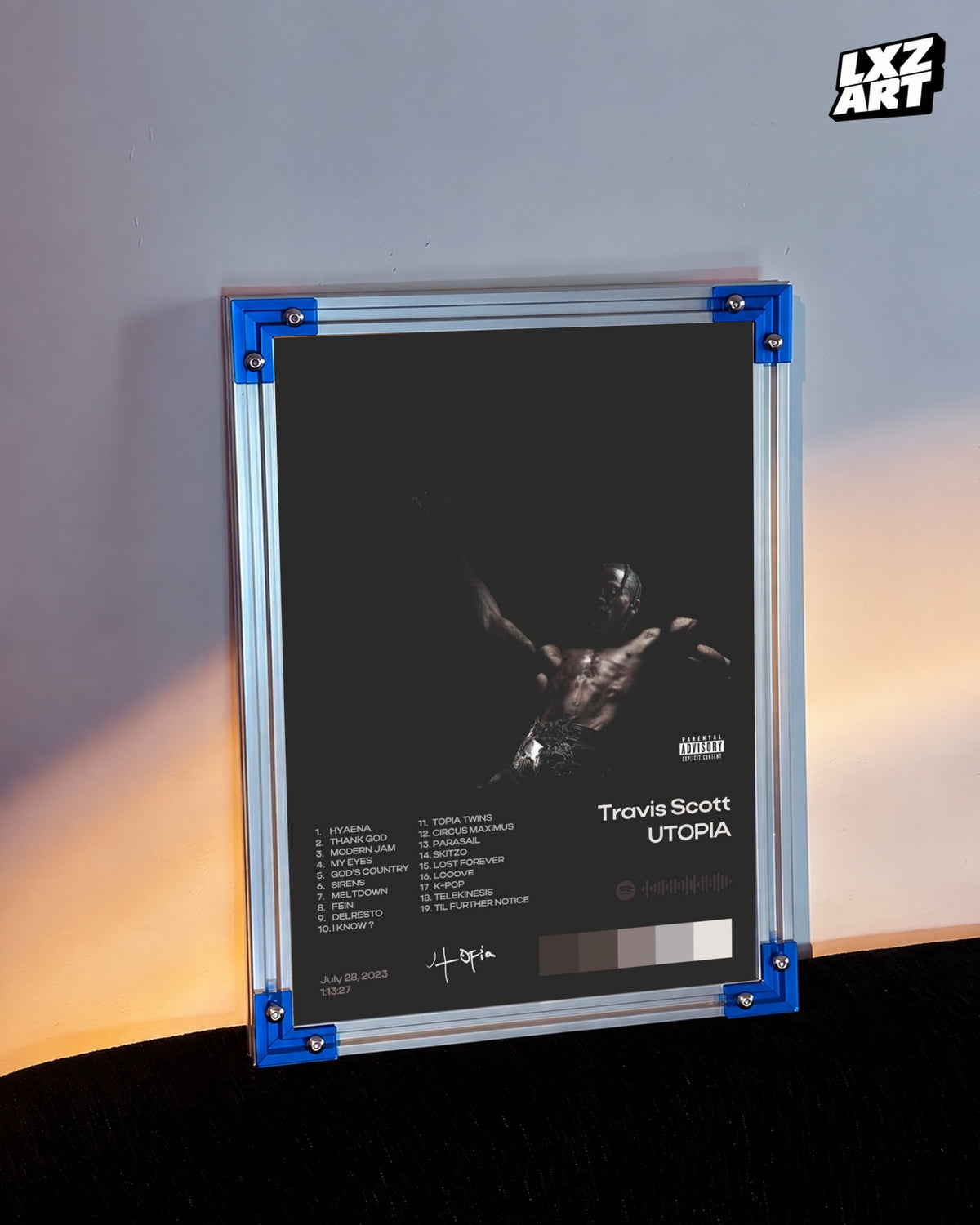Travis Scott Utopia Tracklist Poster | Unframed Bedroom Wall Art — LXZART display 3; frame not included
