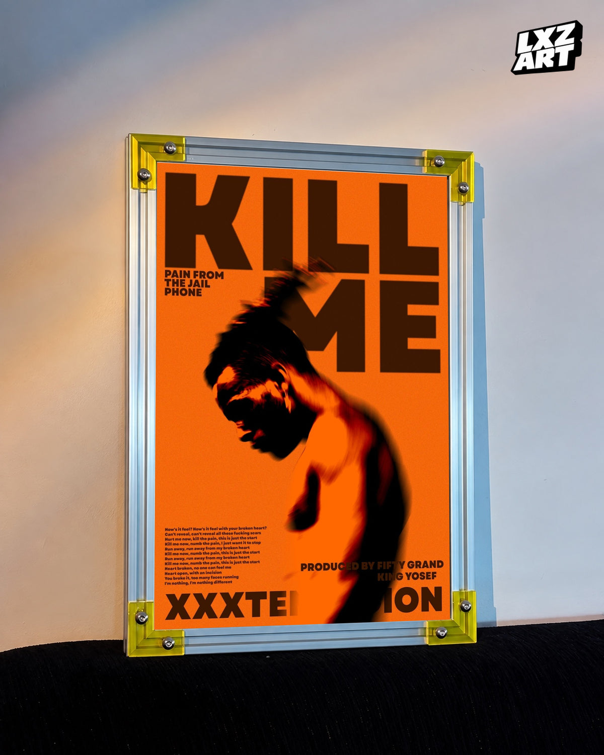 XXXTentacion Kill Me Pain From The Jail Phone Poster | Unframed Emo Rap Wall Art — LXZART display 3; frame not included