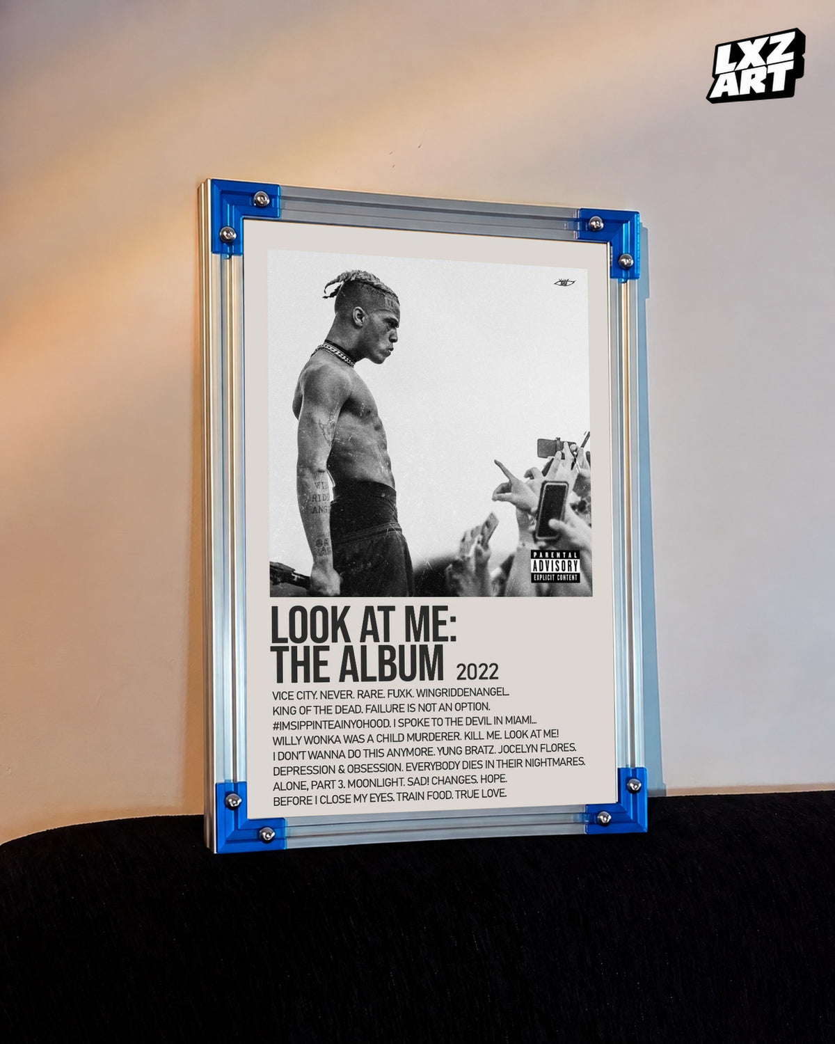 XXXTentacion Look At Me The Album Tracklist Poster | Unframed Emo Rap Wall Art — LXZART display 3; frame not included