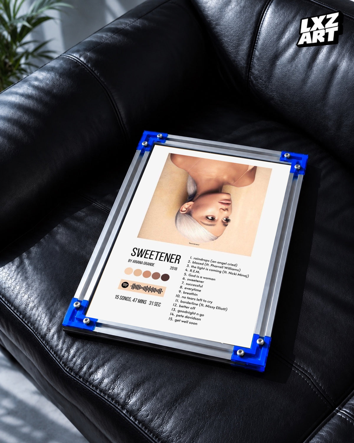Ariana Grande Sweetener Tracklist Poster | Unframed Bedroom Wall Art — LXZART display 2; frame not included