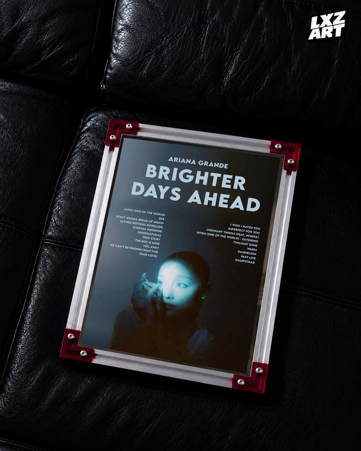 Ariana Grande Brighter Days Ahead Tracklist Poster | Unframed Bedroom Wall Art — LXZART display 2; frame not included