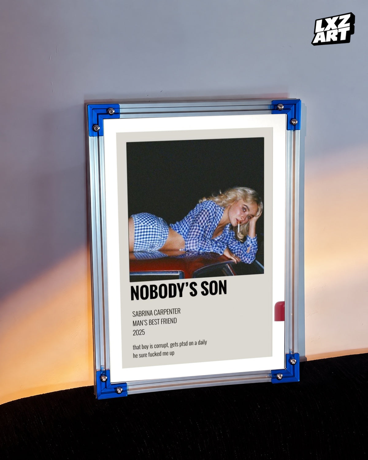 Sabrina Carpenter Nobody’s Son Poster | Unframed Bedroom Wall Art — LXZART display 3; frame not included