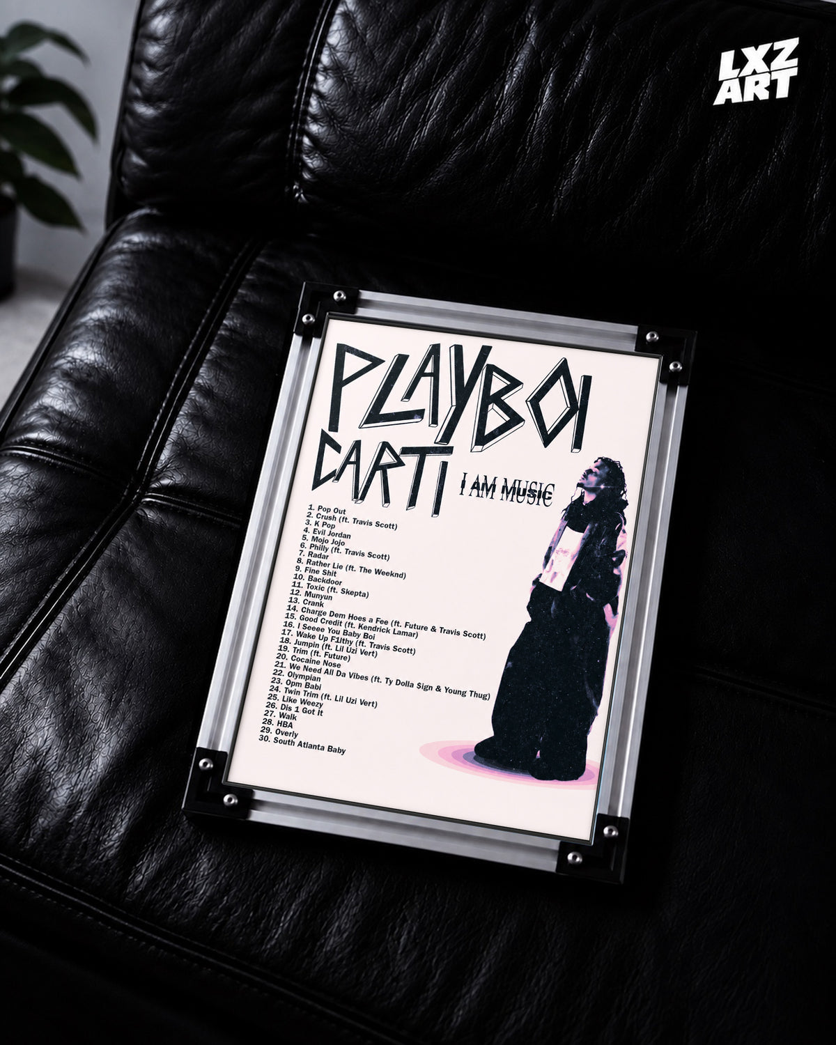 Playboi Carti I AM MUSIC Tracklist Poster | Unframed Bedroom Wall Art — LXZART display 2; frame not included
