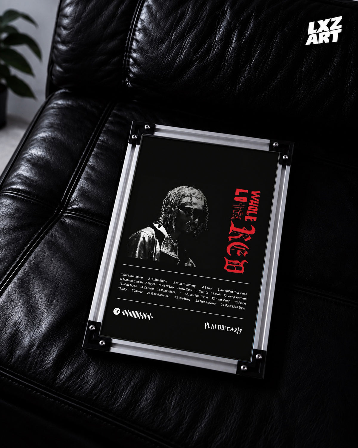 Playboi Carti Whole Lotta Red Dark Poster | Unframed Bedroom Wall Art — LXZART display 2; frame not included