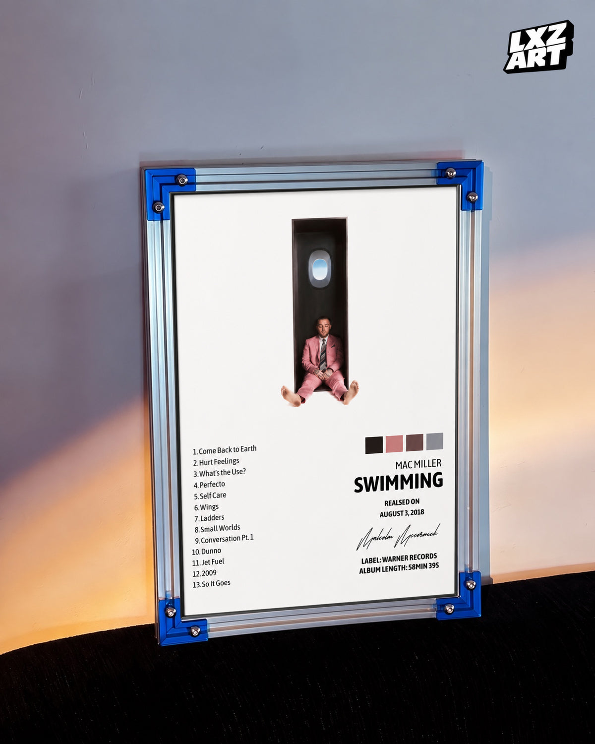 Mac Miller Swimming Tracklist Poster | Unframed Bedroom Wall Art — LXZART display 3; frame not included