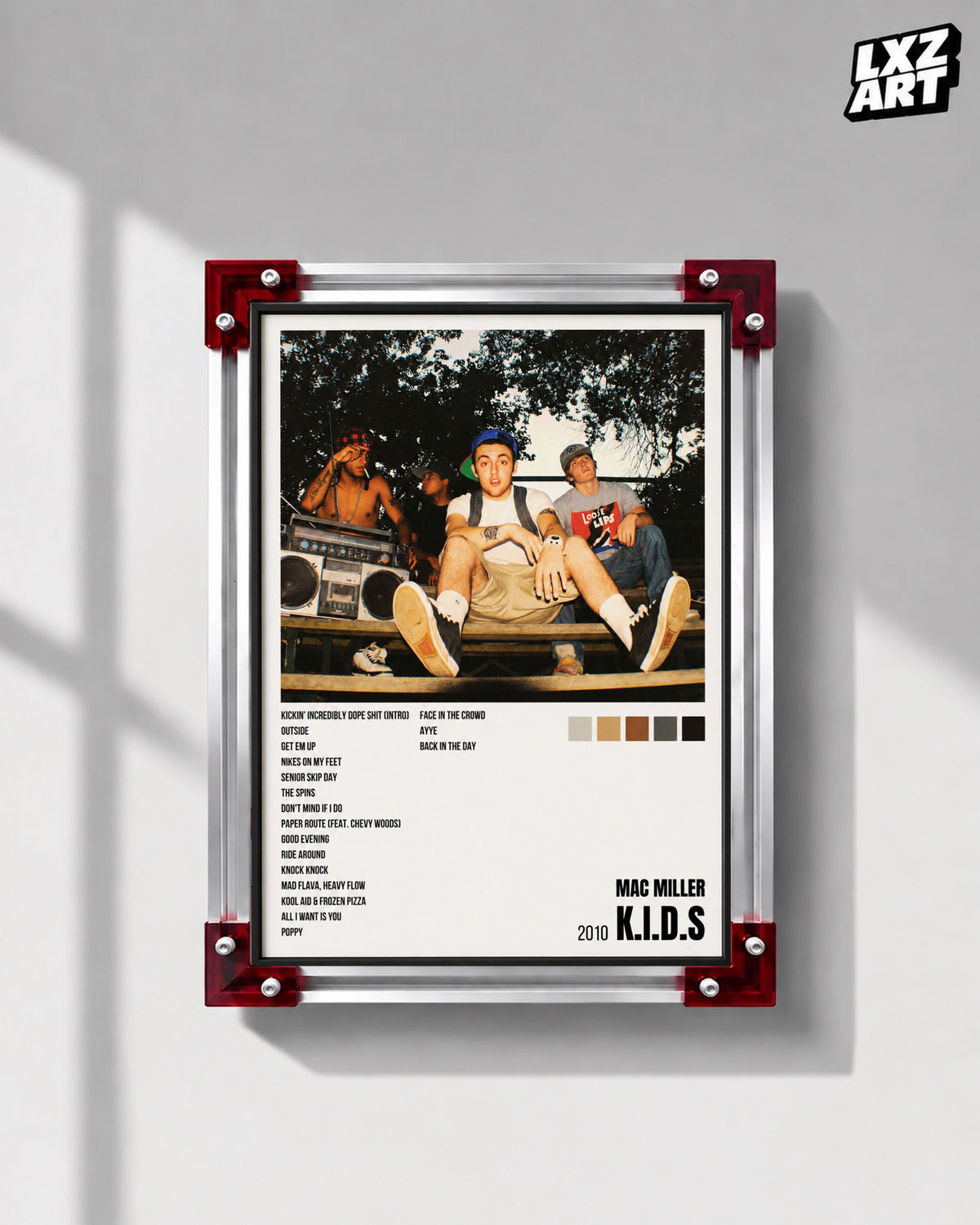 Mac Miller K.I.D.S. Tracklist Poster | Unframed Bedroom Wall Art — LXZART display 1; frame not included