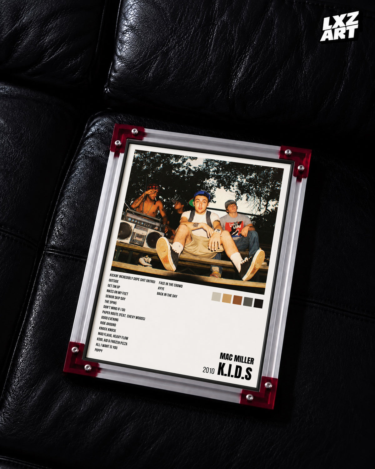 Mac Miller K.I.D.S. Tracklist Poster | Unframed Bedroom Wall Art — LXZART display 2; frame not included