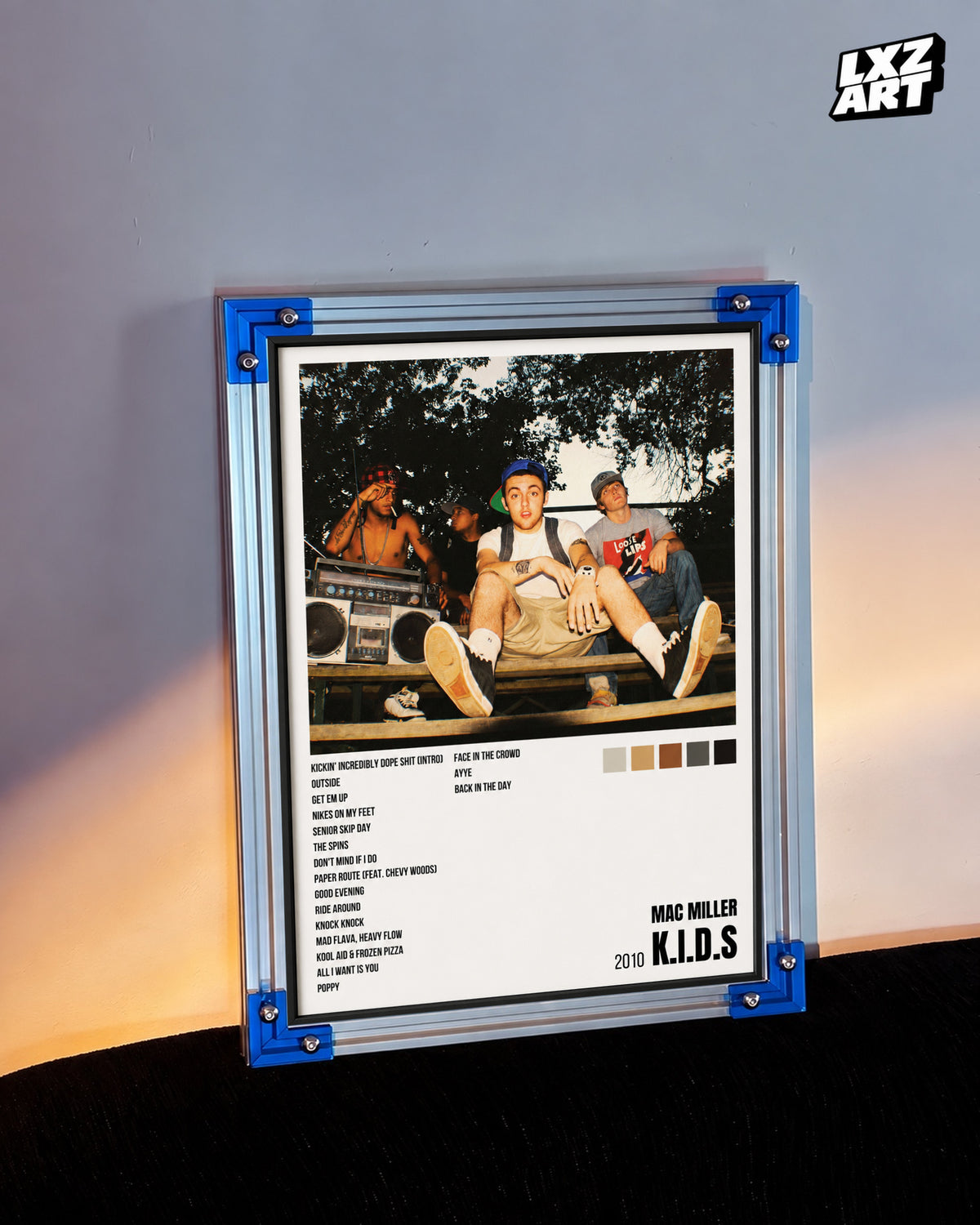 Mac Miller K.I.D.S. Tracklist Poster | Unframed Bedroom Wall Art — LXZART display 3; frame not included