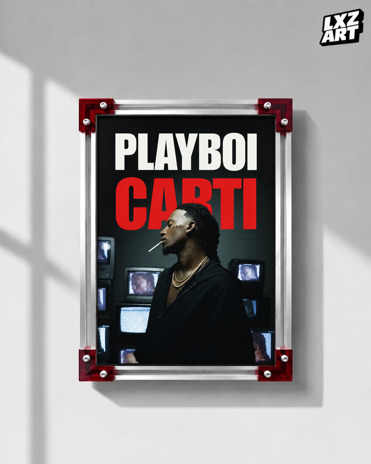 Playboi Carti TV Portrait Poster | Unframed Bedroom Wall Art — LXZART display 1; frame not included