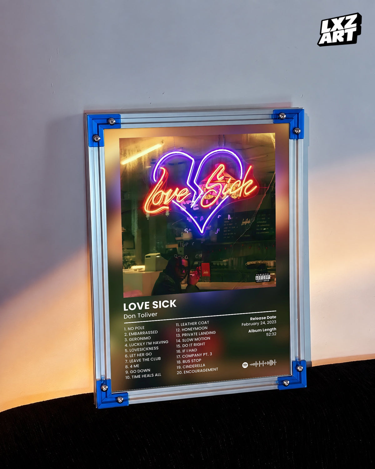Don Toliver Love Sick Tracklist Poster | Unframed Bedroom Wall Art — LXZART display 3; frame not included