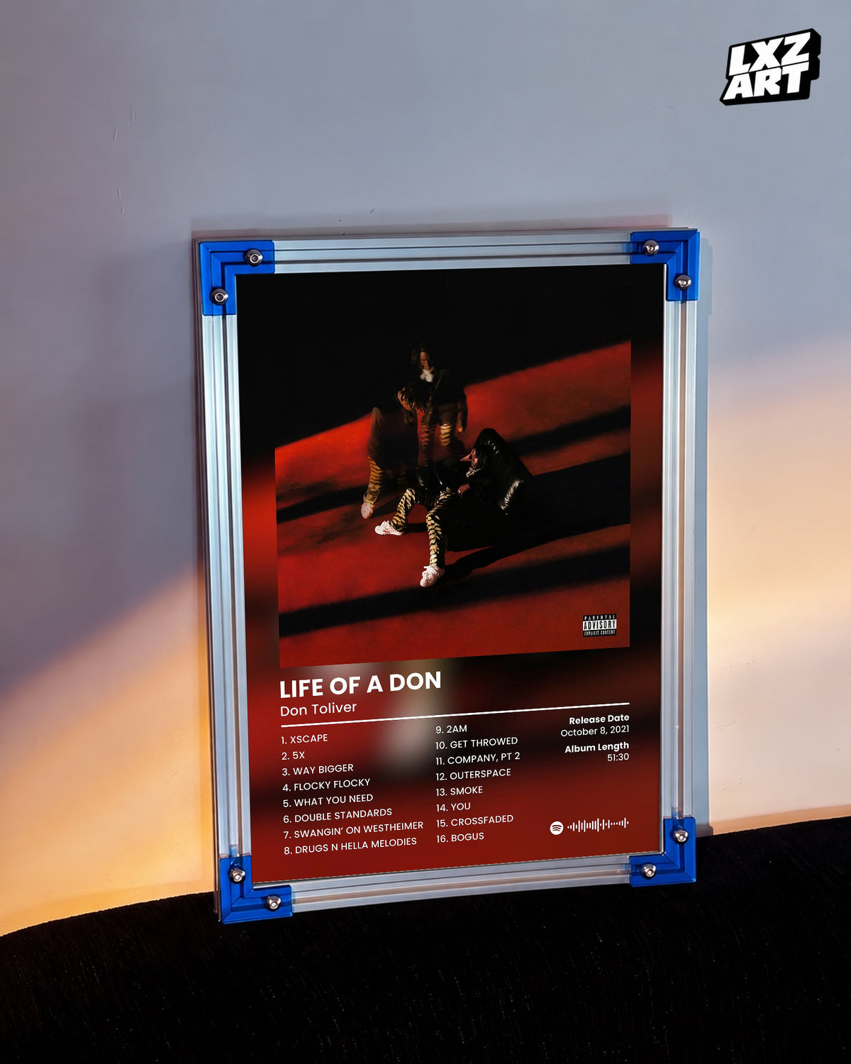 Don Toliver Life of a Don Tracklist Poster | Unframed Bedroom Wall Art — LXZART display 3; frame not included