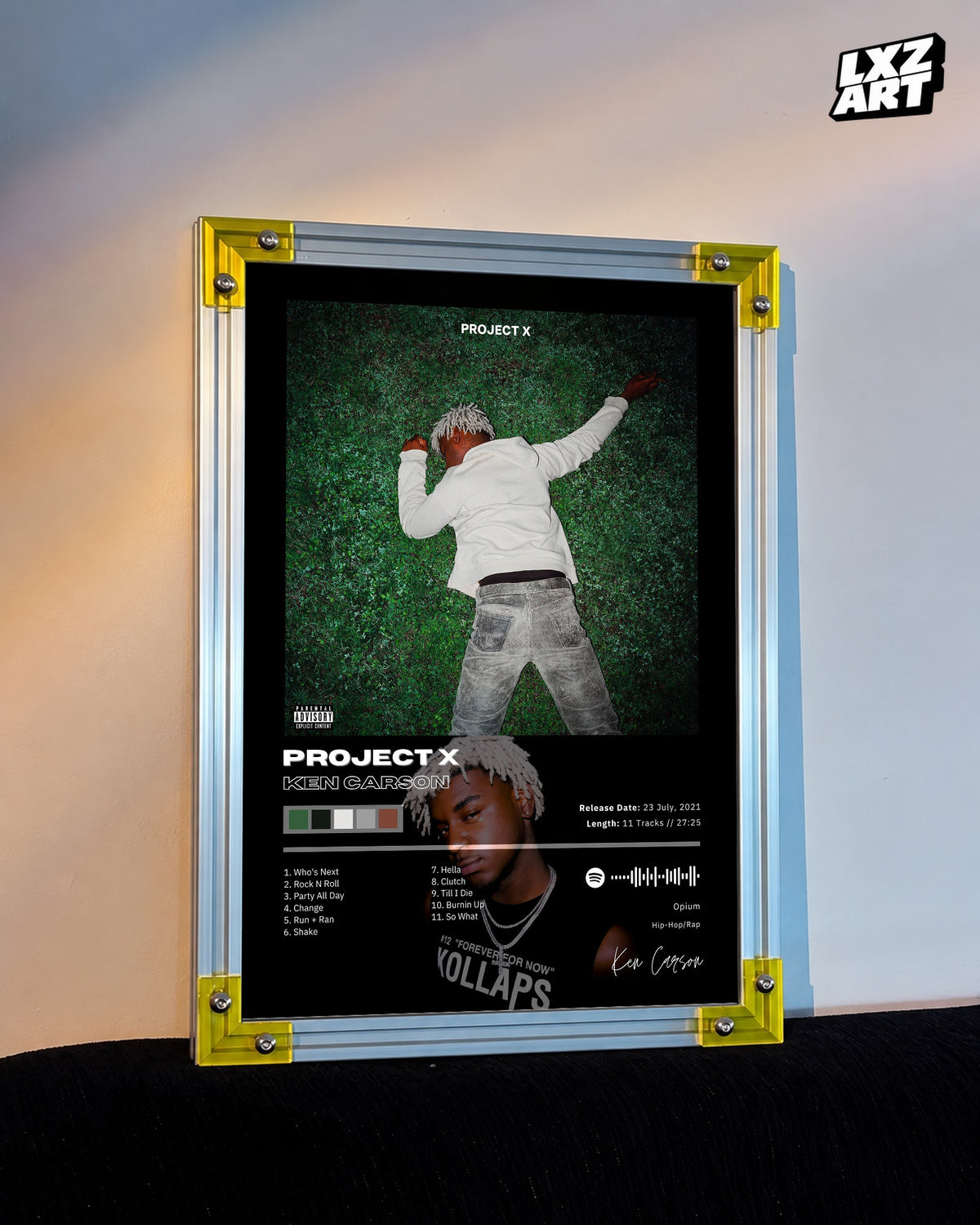 Ken Carson Project X Tracklist Poster | Unframed Bedroom Wall Art — LXZART display 3; frame not included