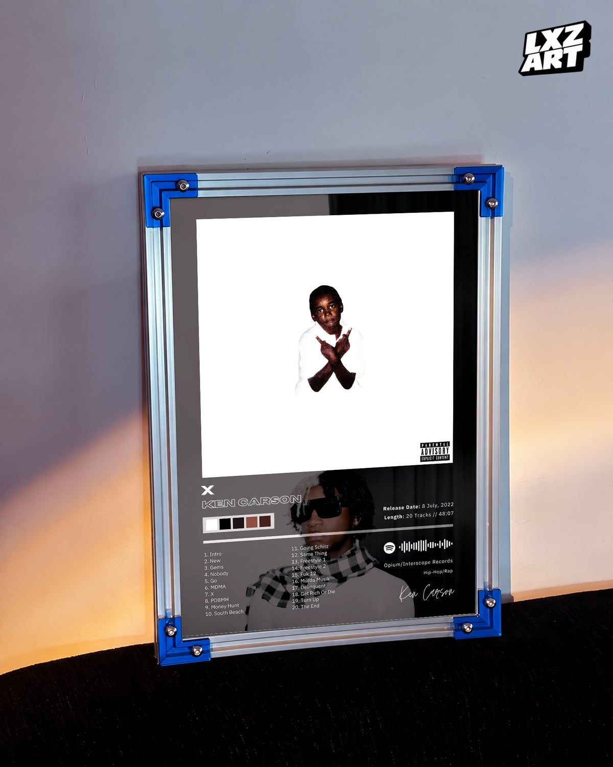 Ken Carson X Tracklist Poster | Unframed Bedroom Wall Art — LXZART display 3; frame not included