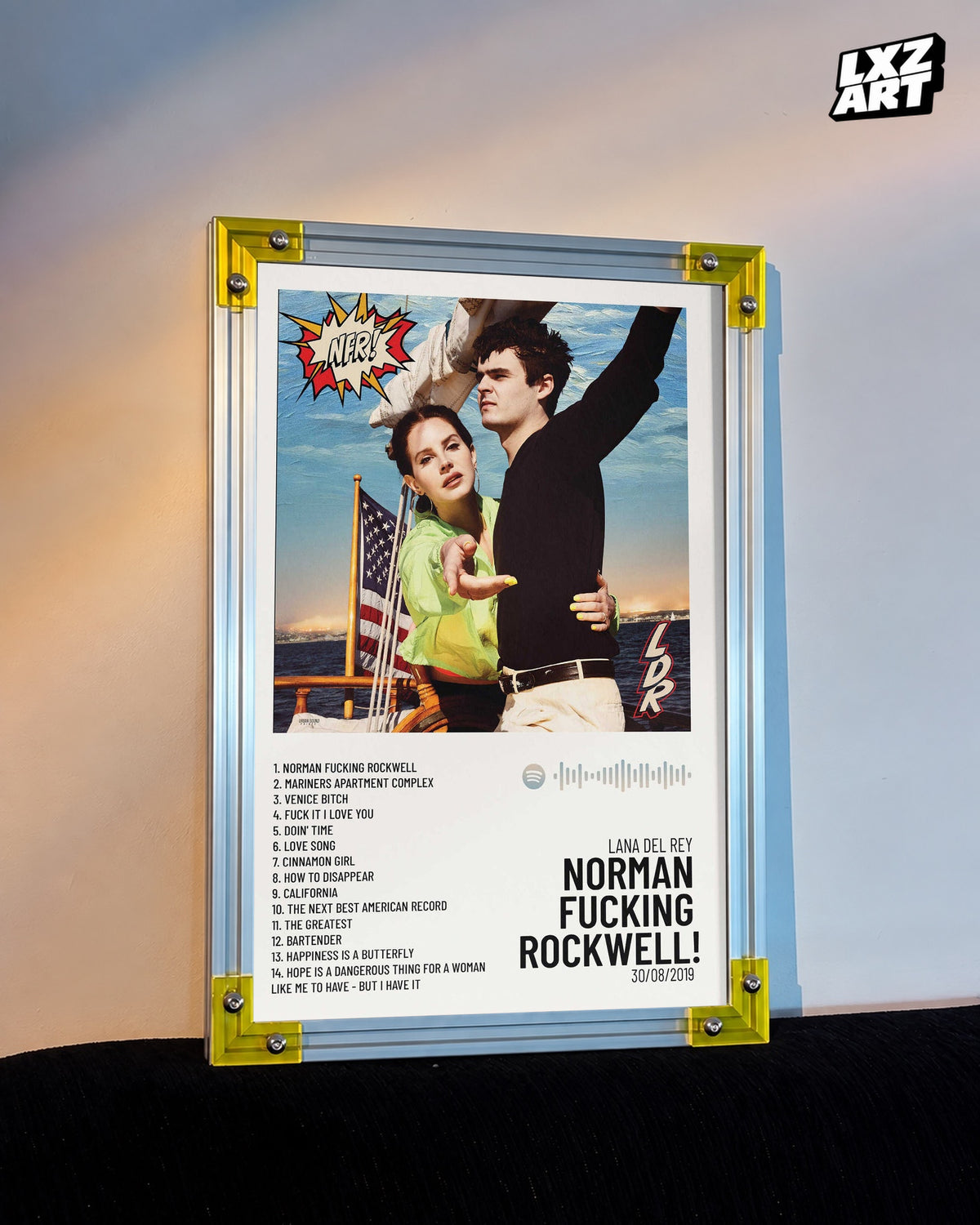 Lana Del Rey Norman Fucking Rockwell! Tracklist Poster | Unframed Bedroom Wall Art — LXZART display 3; frame not included
