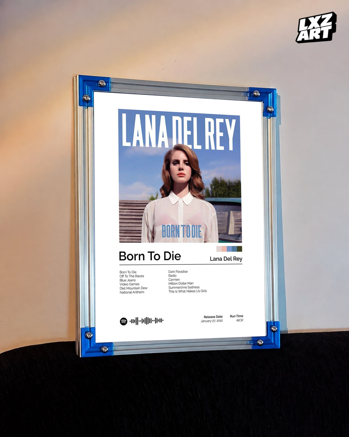 Lana Del Rey Born to Die Album Tracklist Poster | Unframed Bedroom Wall Art — LXZART display 3; frame not included