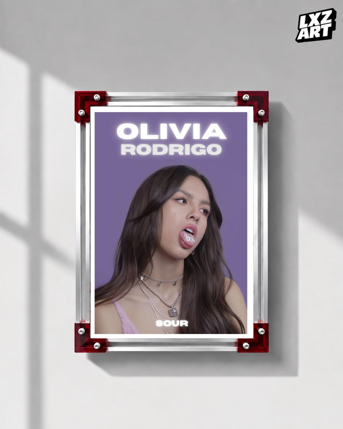 Olivia Rodrigo SOUR Purple Portrait Album Poster | Unframed Wall Art — LXZART display 1; frame not included