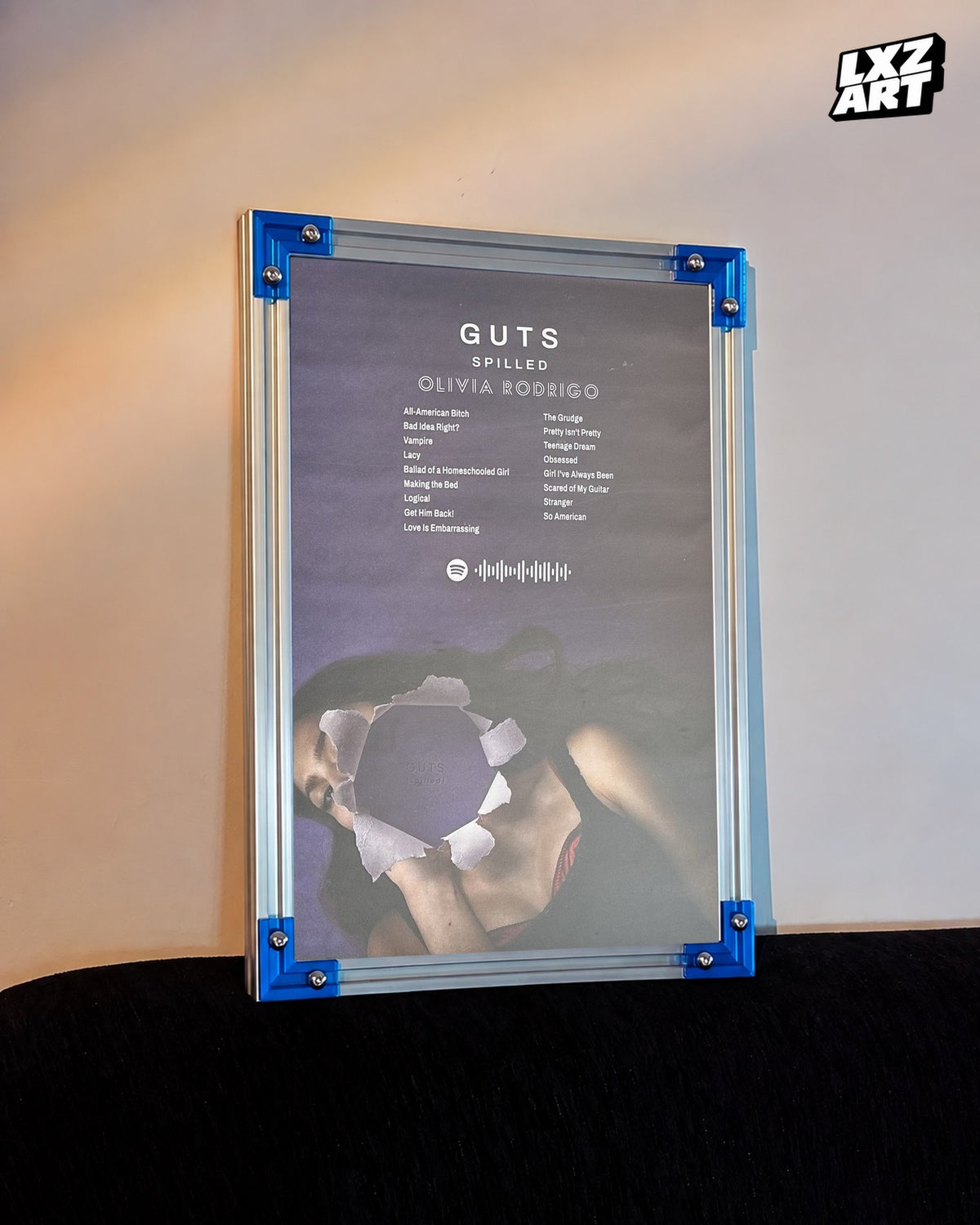 Olivia Rodrigo GUTS (spilled) Deluxe Tracklist Album Poster | Unframed Wall Art — LXZART display 3; frame not included