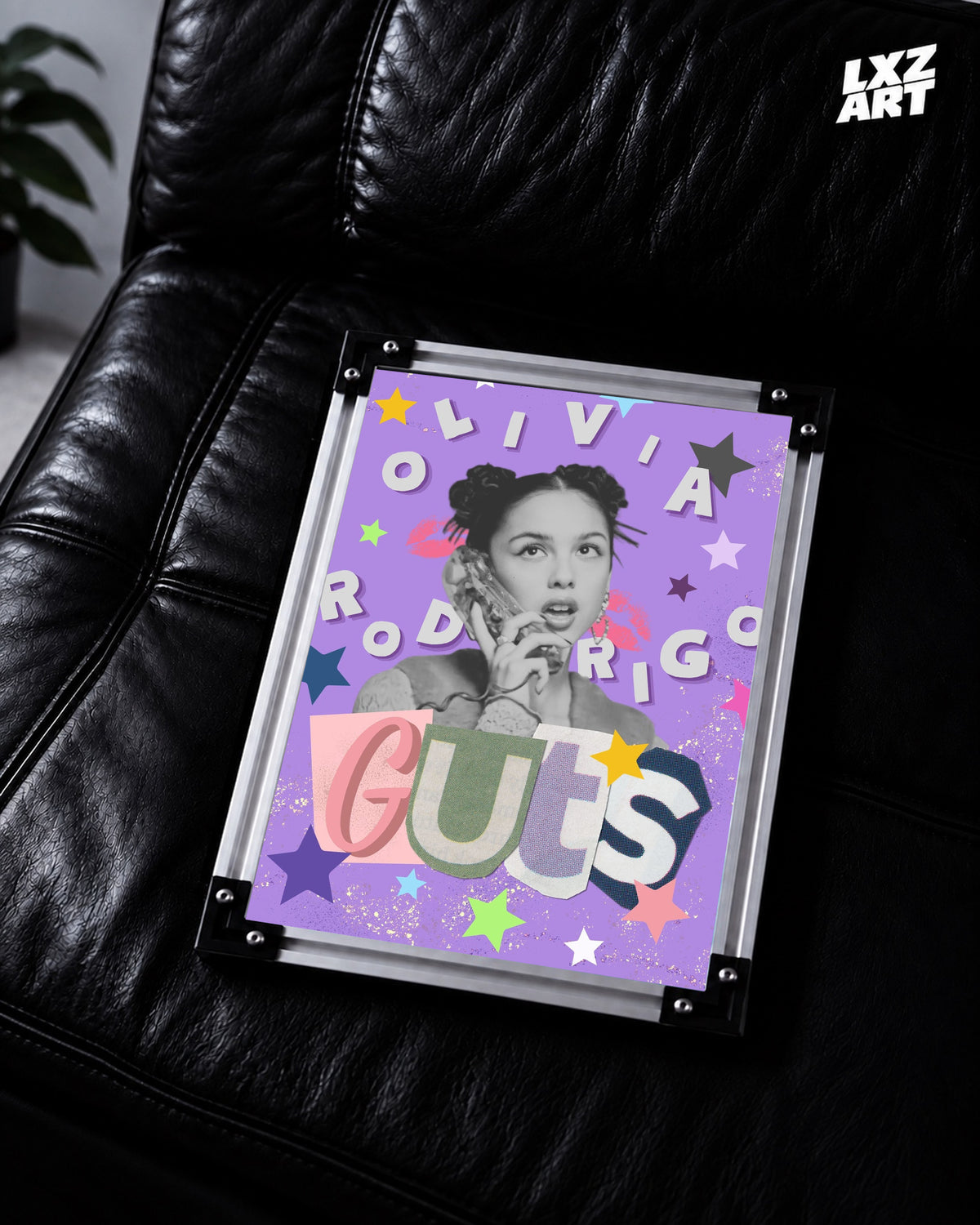Olivia Rodrigo GUTS Pop Collage Album Poster | Unframed Wall Art — LXZART display 2; frame not included