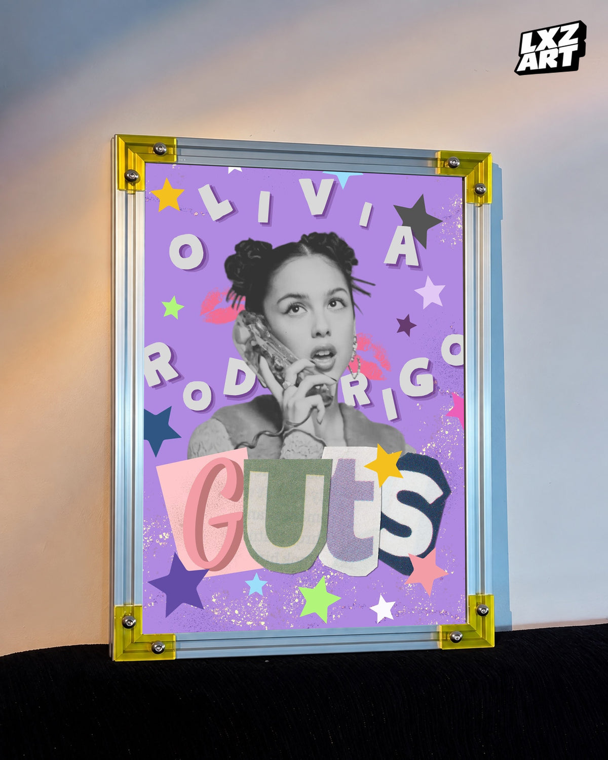 Olivia Rodrigo GUTS Pop Collage Album Poster | Unframed Wall Art — LXZART display 3; frame not included