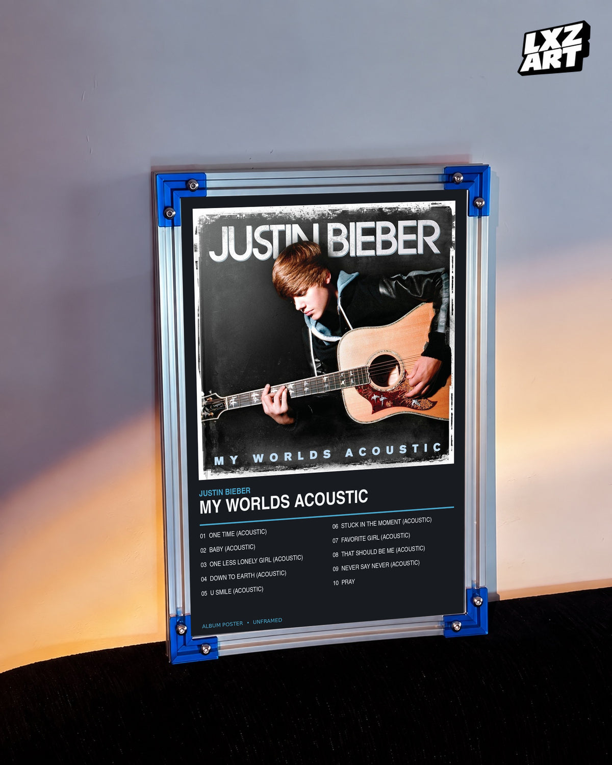 Justin Bieber My Worlds Acoustic Album Poster | Unframed Wall Art — LXZART display 3; frame not included
