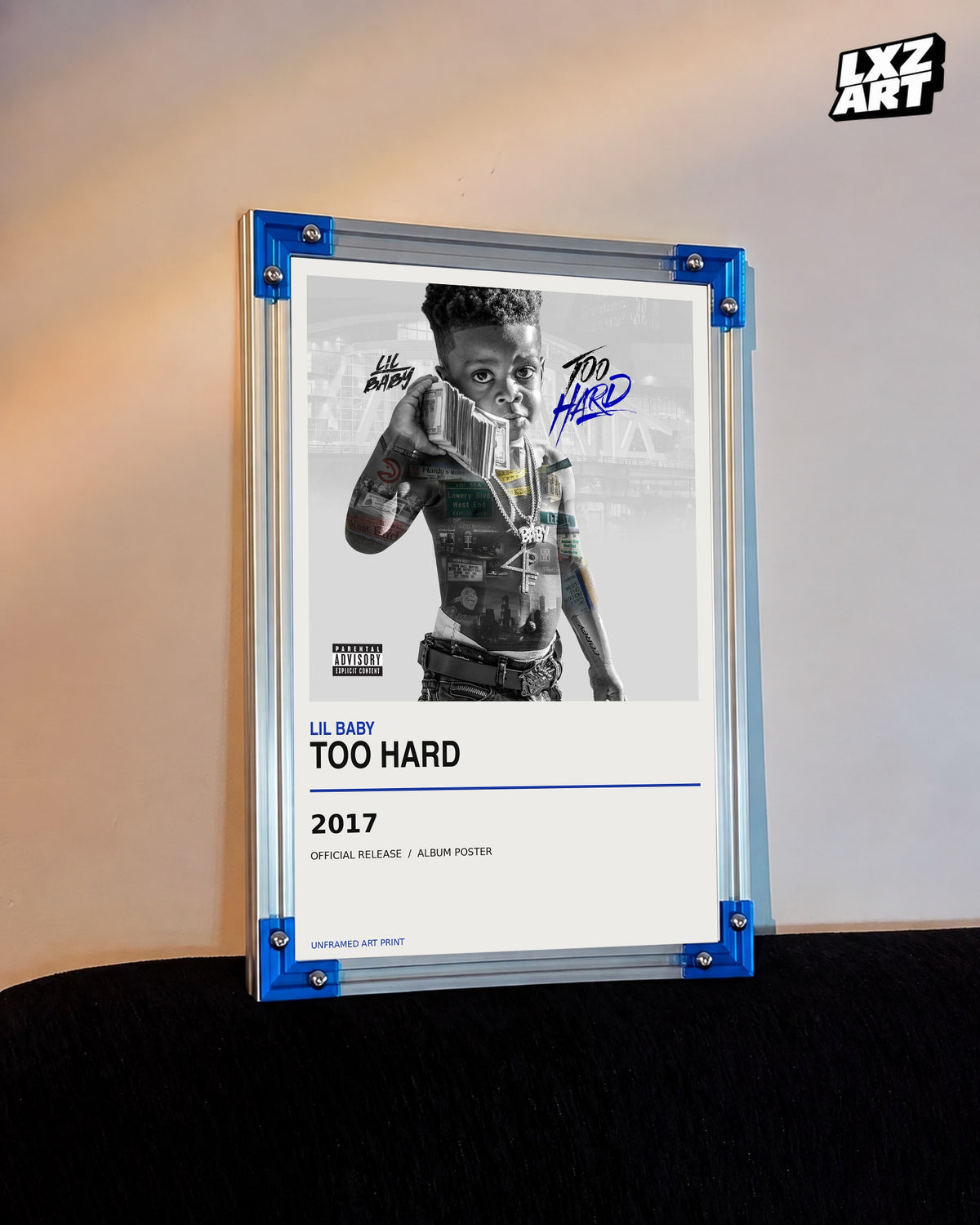 Lil Baby Too Hard Album Poster | Unframed Wall Art — LXZART display 3; frame not included