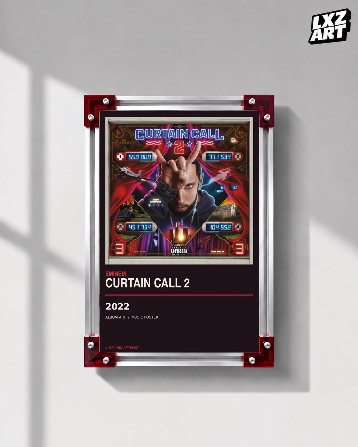 Eminem Curtain Call 2 Album Poster | Unframed Wall Art — LXZART display 1; frame not included