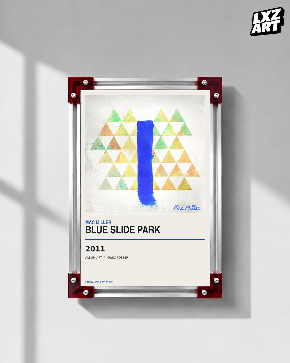 Mac Miller Blue Slide Park Album Poster | Unframed Wall Art — LXZART display 1; frame not included