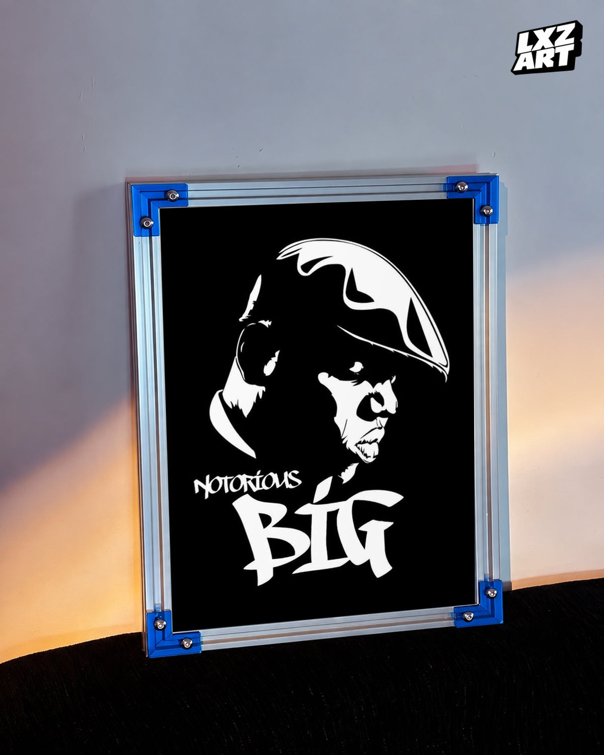The Notorious B.I.G. Black and White Stencil Style Poster | Unframed — LXZART display 3; frame not included