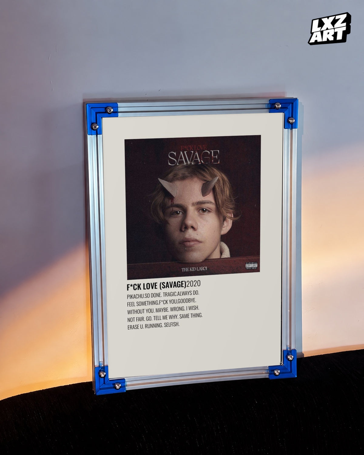 The Kid LAROI F*CK LOVE (SAVAGE) Burgundy Tracklist Poster | Unframed — LXZART display 3; frame not included