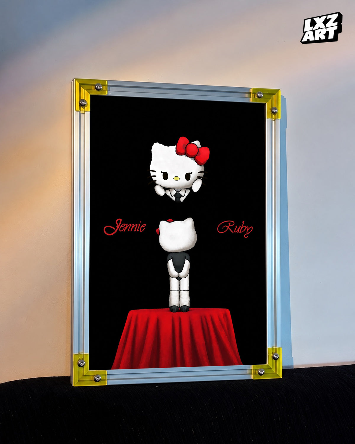 JENNIE Ruby x Hello Kitty Fan Art Poster | Unframed — LXZART display 3; frame not included