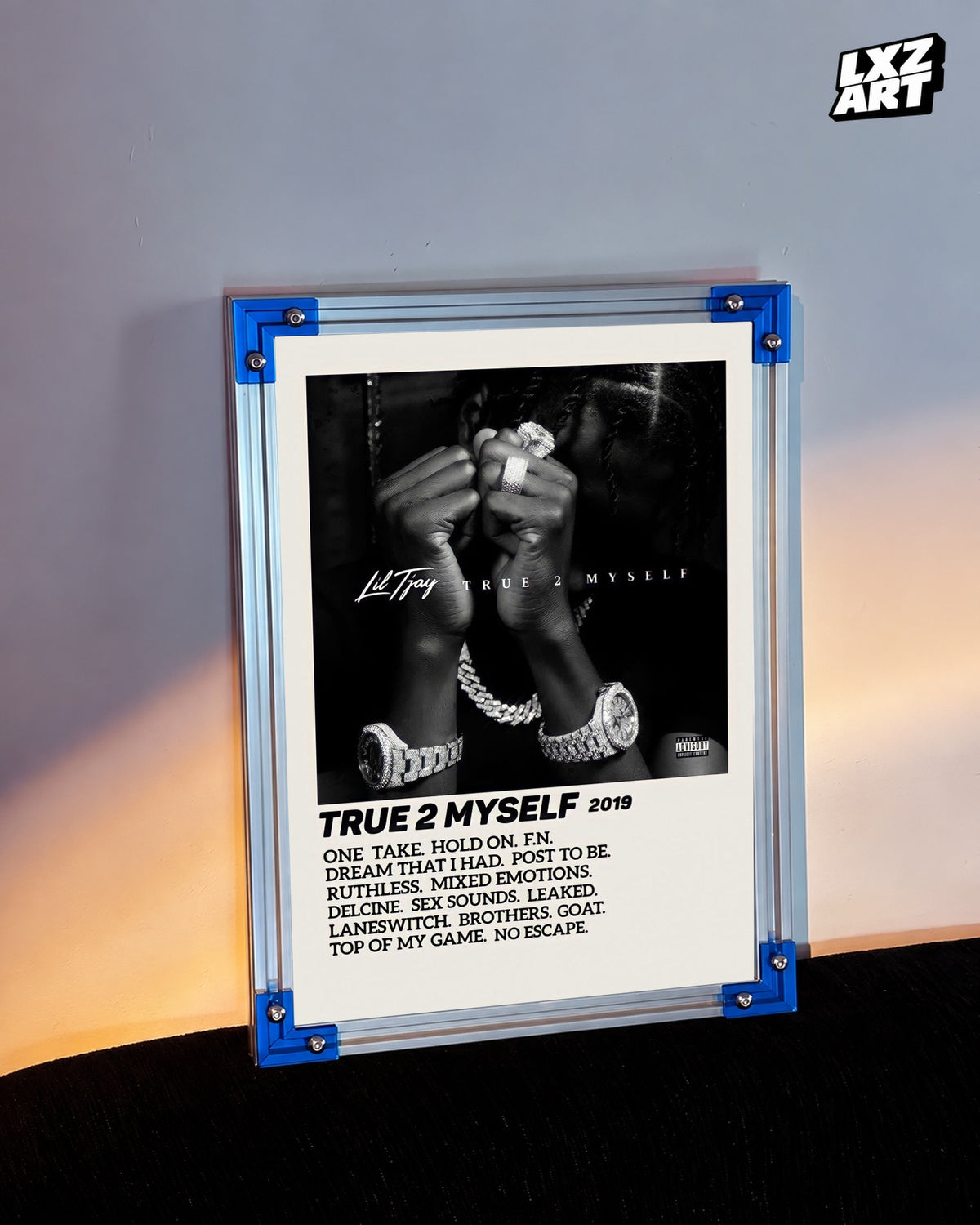 Lil Tjay True 2 Myself Cream Tracklist Poster | Unframed Wall Art — LXZART display 3; frame not included
