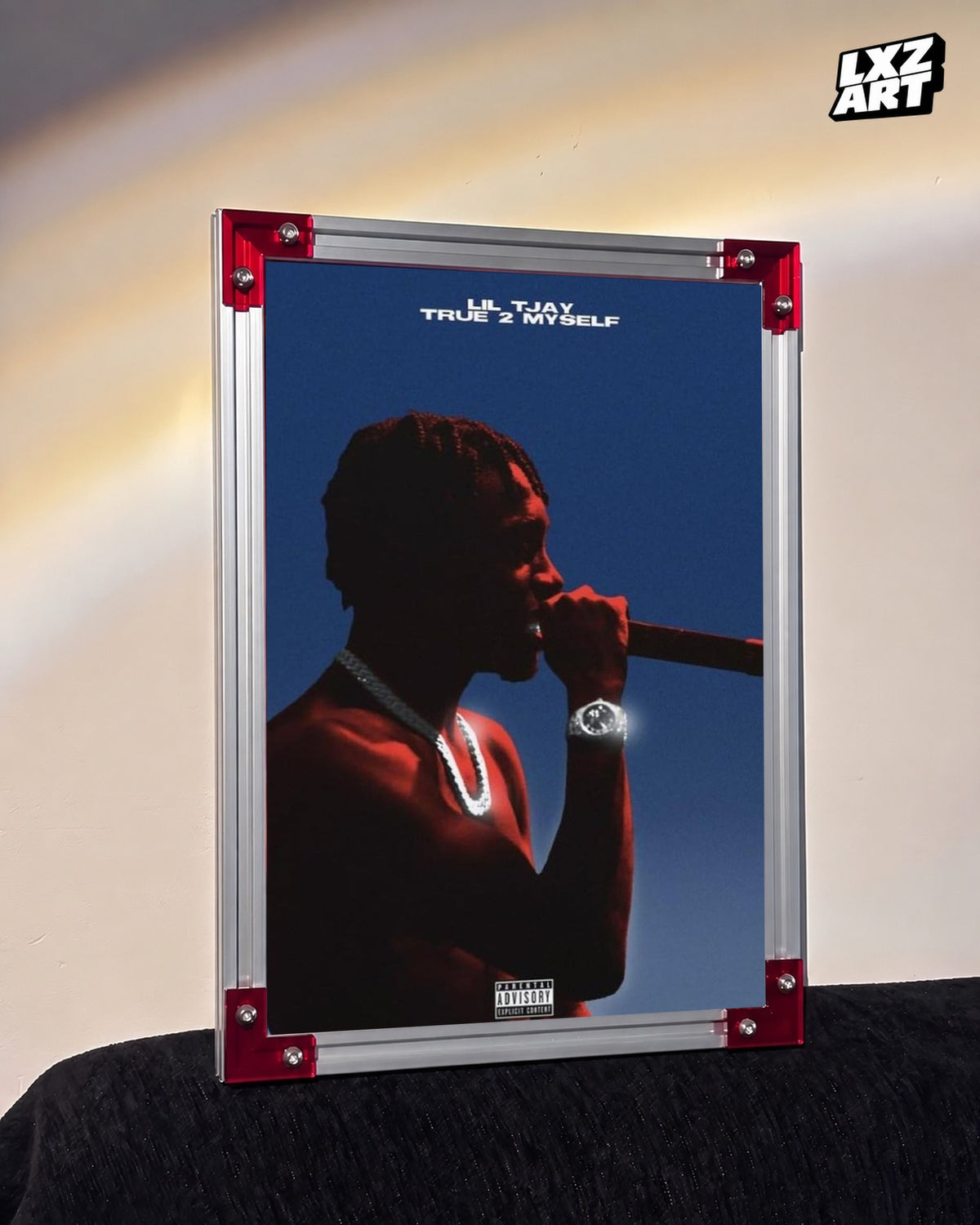 Lil Tjay True 2 Myself Blue Performance Poster | Unframed Wall Art — LXZART display 3; frame not included