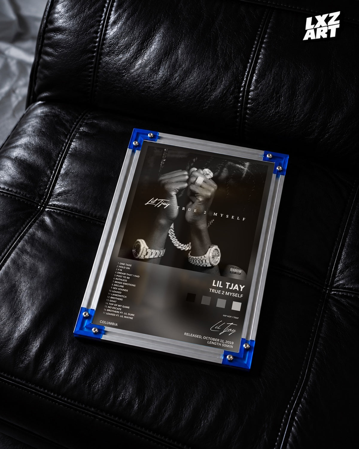 Lil Tjay True 2 Myself Grey Palette Tracklist Poster | Unframed Wall Art — LXZART display 2; frame not included