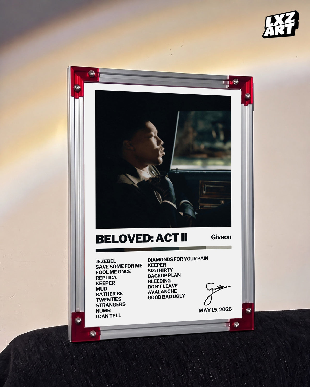 GIVĒON BELOVED: ACT II Cream Tracklist Poster | Unframed Wall Art — LXZART display 3; frame not included