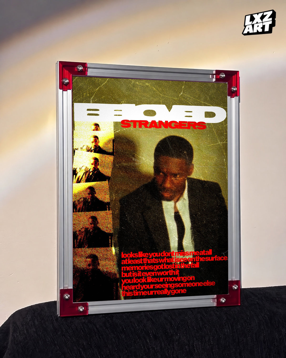 GIVĒON STRANGERS Gold and Red Collage Poster | Unframed Wall Art — LXZART display 3; frame not included