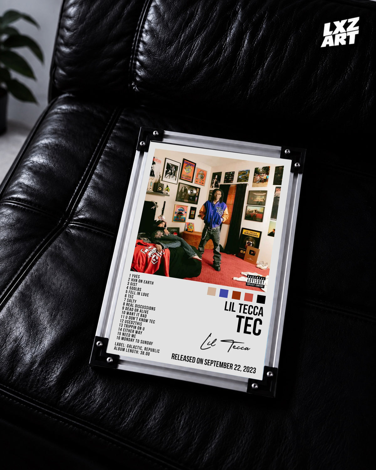 Lil Tecca TEC White Tracklist Poster | Unframed Wall Art — LXZART display 2; frame not included