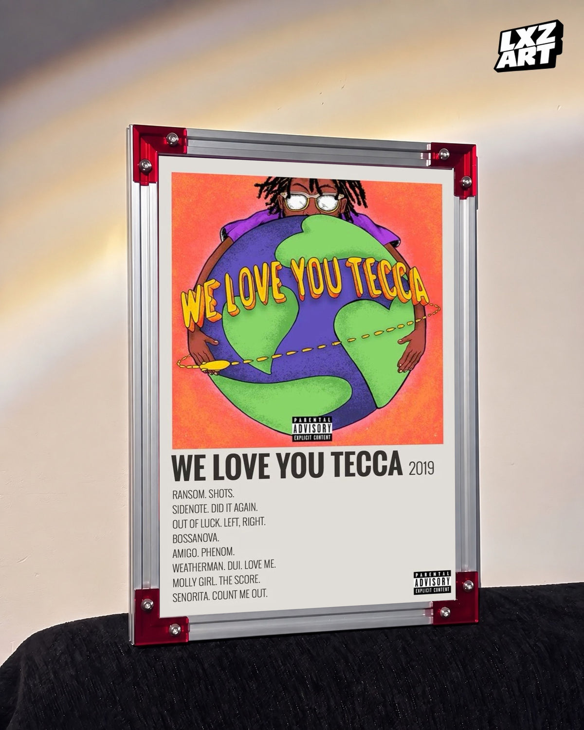 Lil Tecca We Love You Tecca Cream Tracklist Poster | Unframed Wall Art — LXZART display 3; frame not included