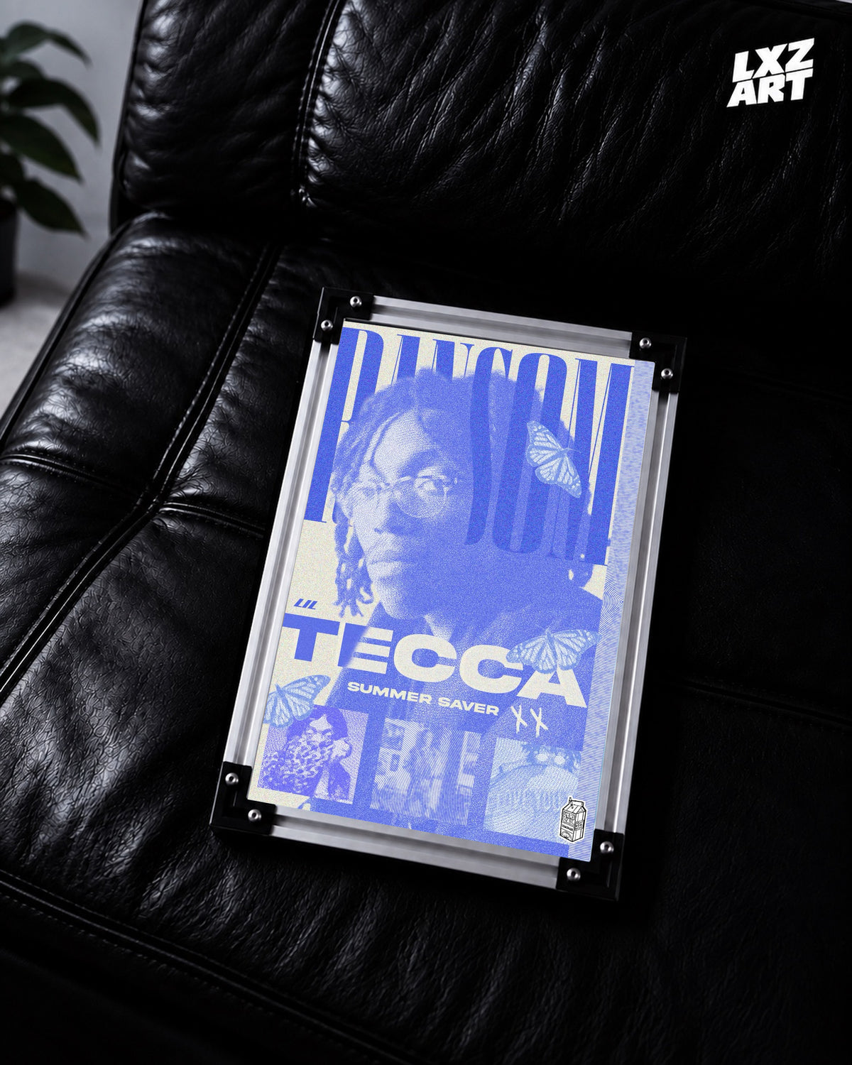 Lil Tecca Ransom Blue Butterfly Portrait Poster | Unframed Wall Art — LXZART display 2; frame not included