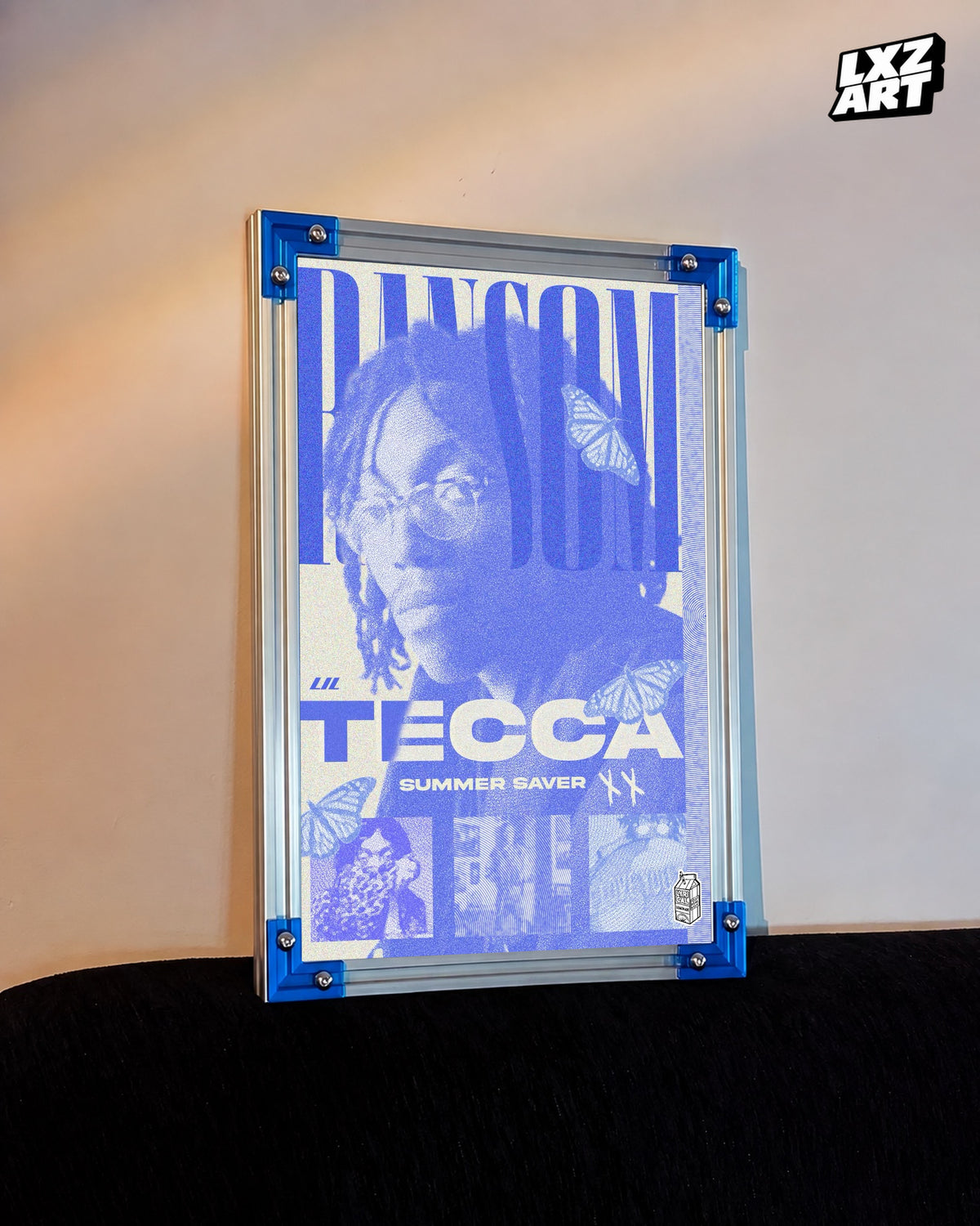 Lil Tecca Ransom Blue Butterfly Portrait Poster | Unframed Wall Art — LXZART display 3; frame not included