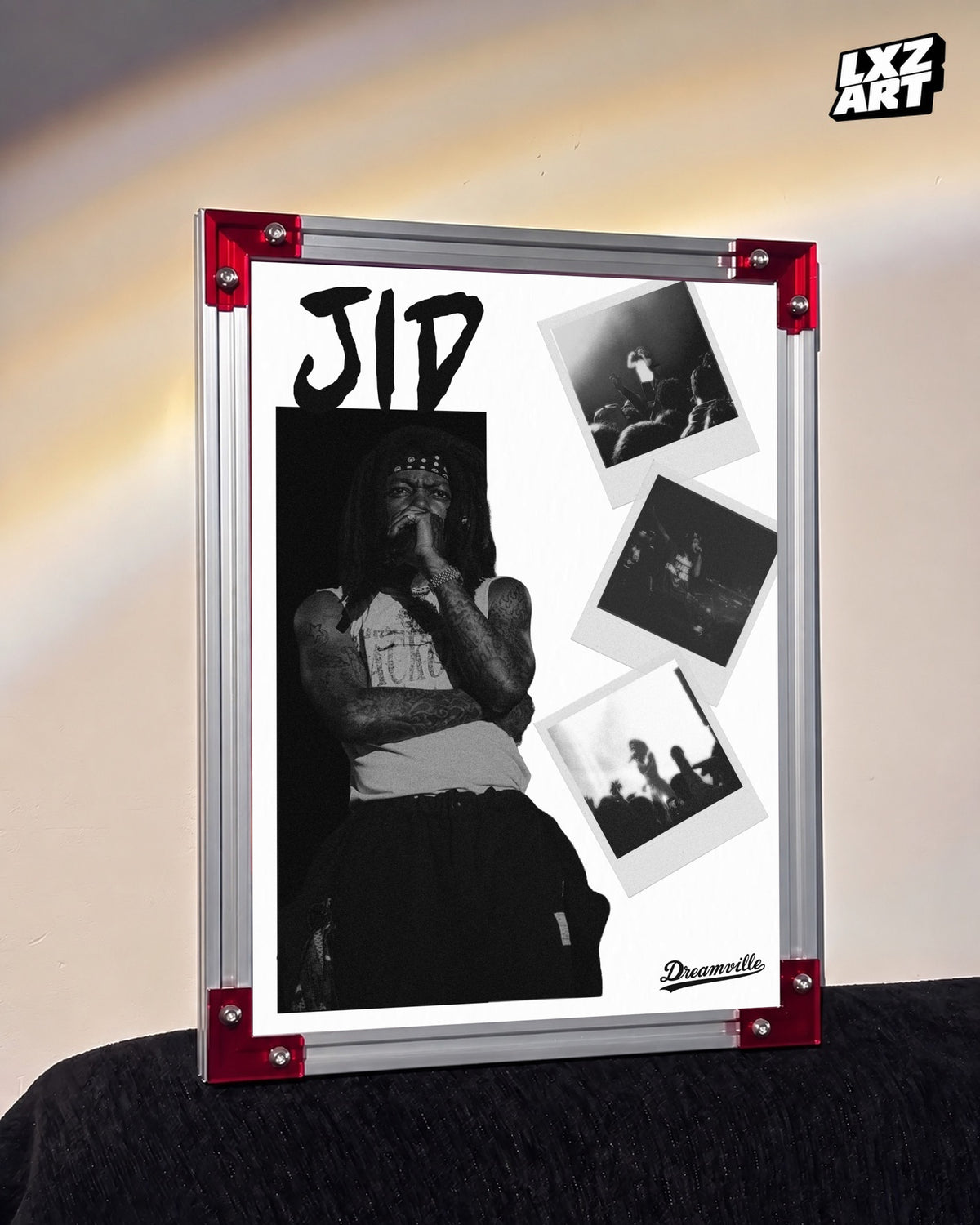 JID Performance Collage Black-and-White Poster | Unframed Wall Art — LXZART display 3; frame not included