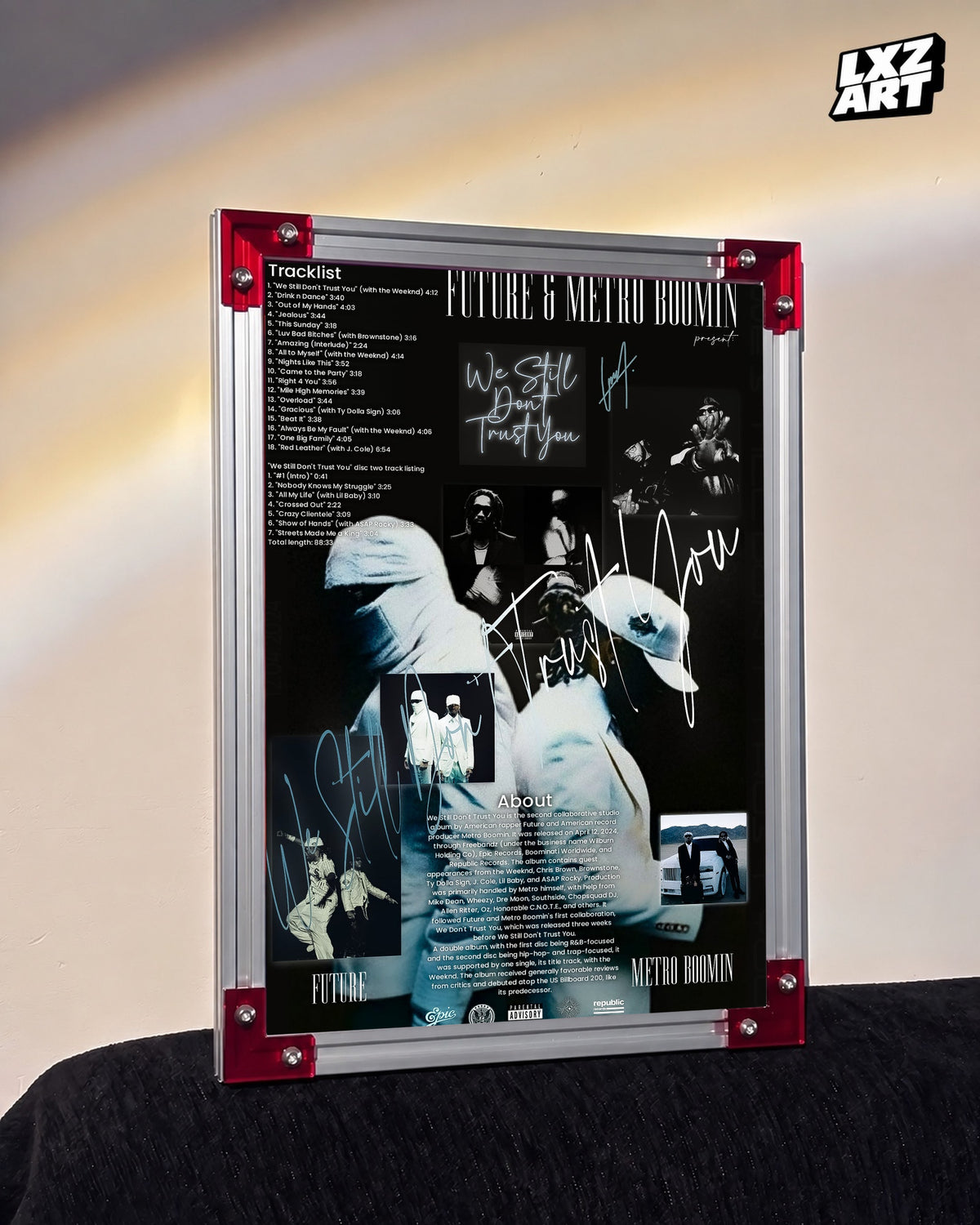 Metro Boomin We Still Don't Trust You Blue Portrait Collage Poster | Unframed Wall Art — LXZART display 3; frame not included