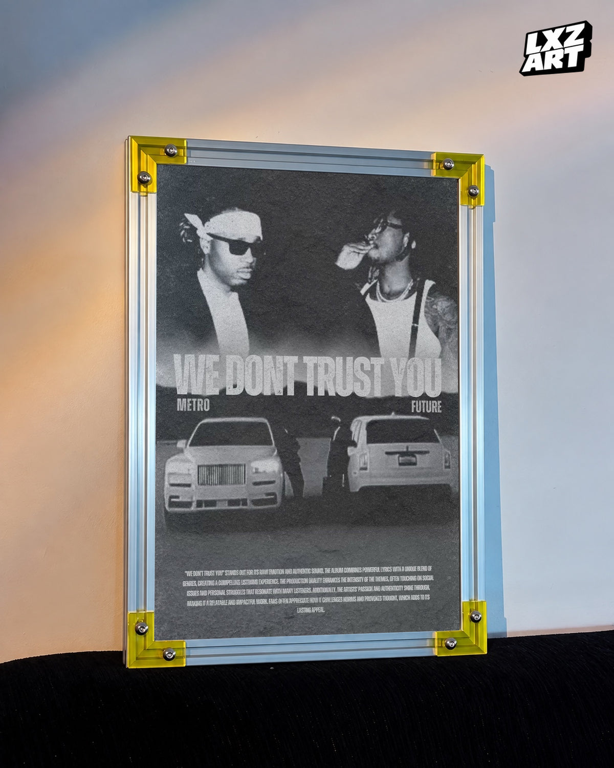 Metro Boomin We Don't Trust You Monochrome Cars Poster | Unframed Wall Art — LXZART display 3; frame not included