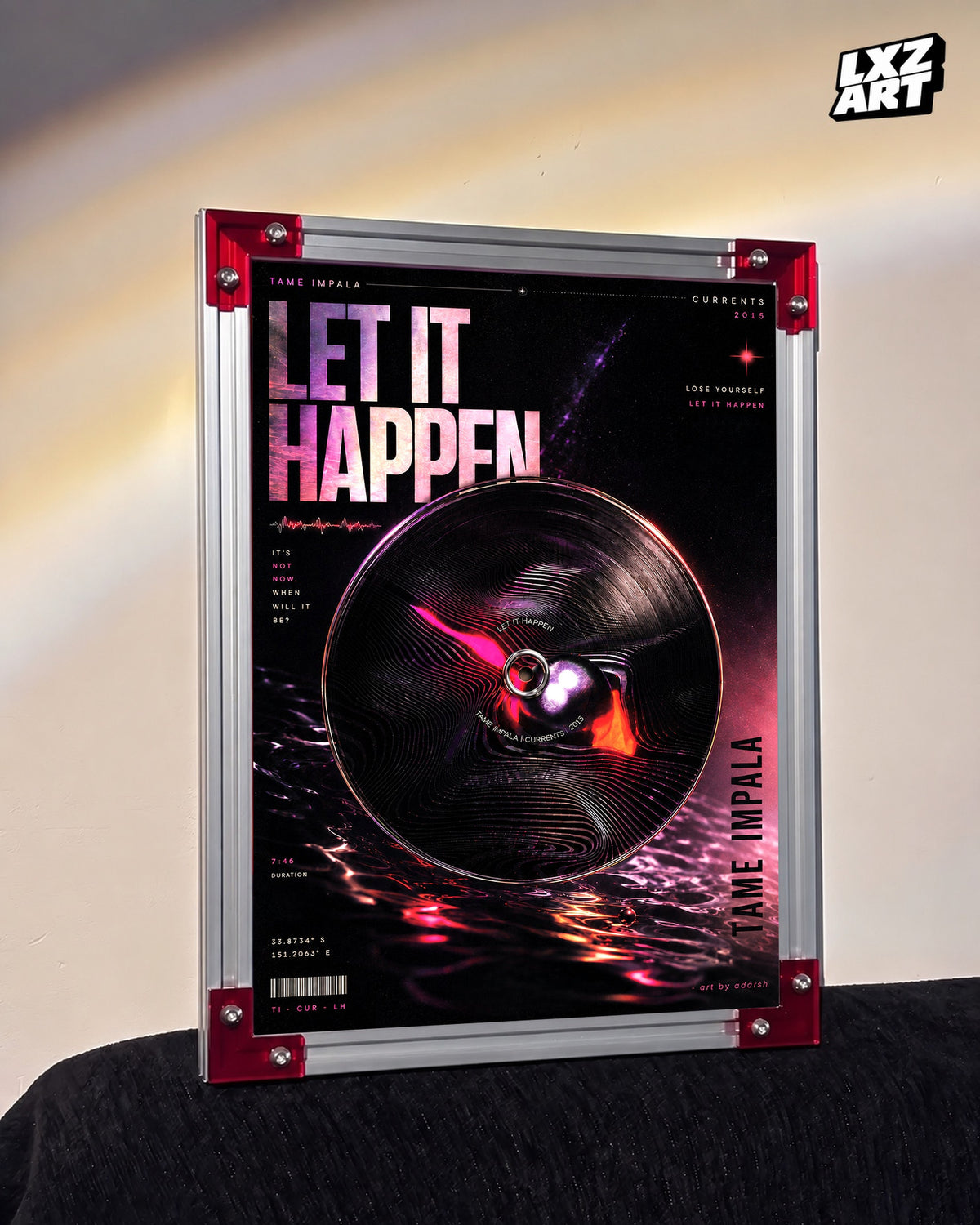 Tame Impala Let It Happen Pink Vinyl Poster | Unframed Wall Art — LXZART display 3; frame not included