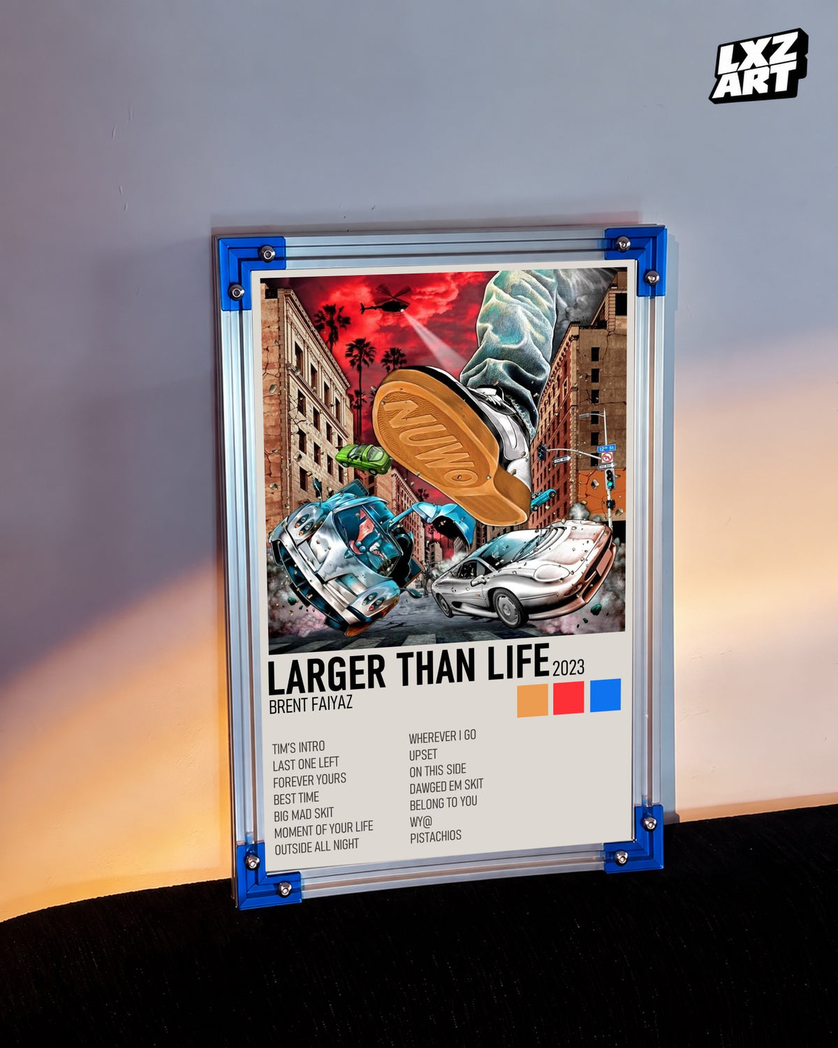 Brent Faiyaz Larger Than Life Cream Cover Tracklist Poster | Unframed Wall Art — LXZART display 3; frame not included