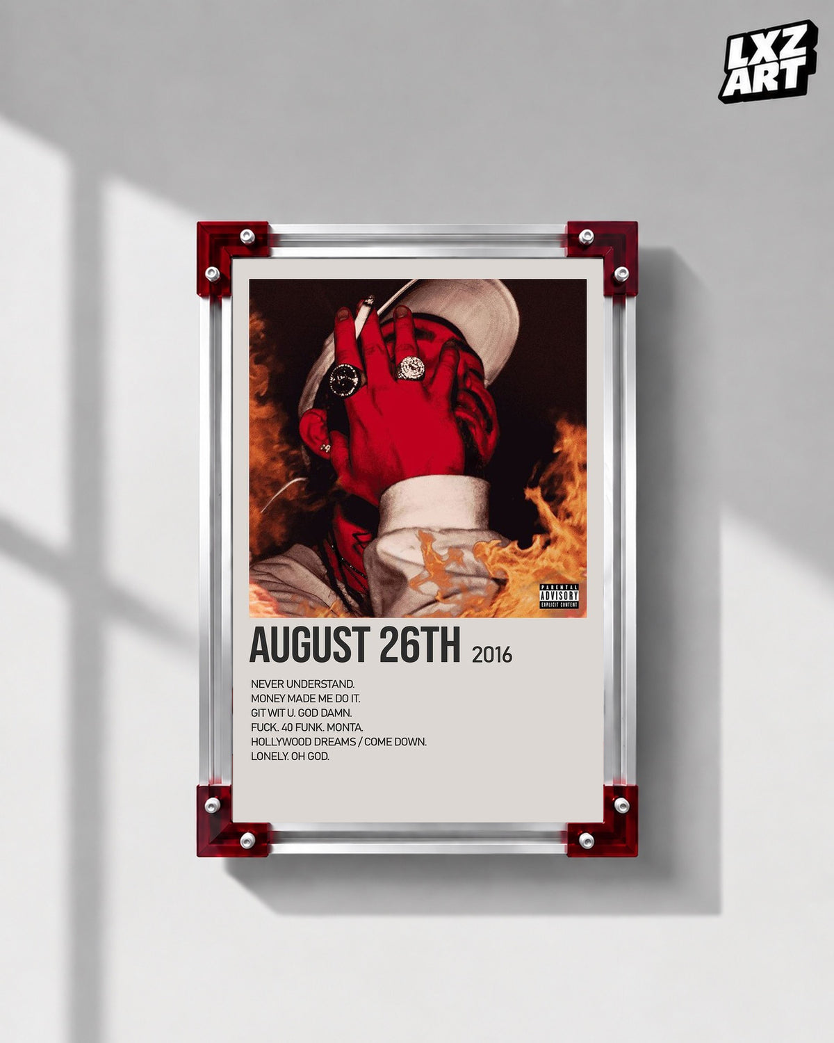 Post Malone August 26th Cream Tracklist Poster | Unframed Wall Art — LXZART display 1; frame not included