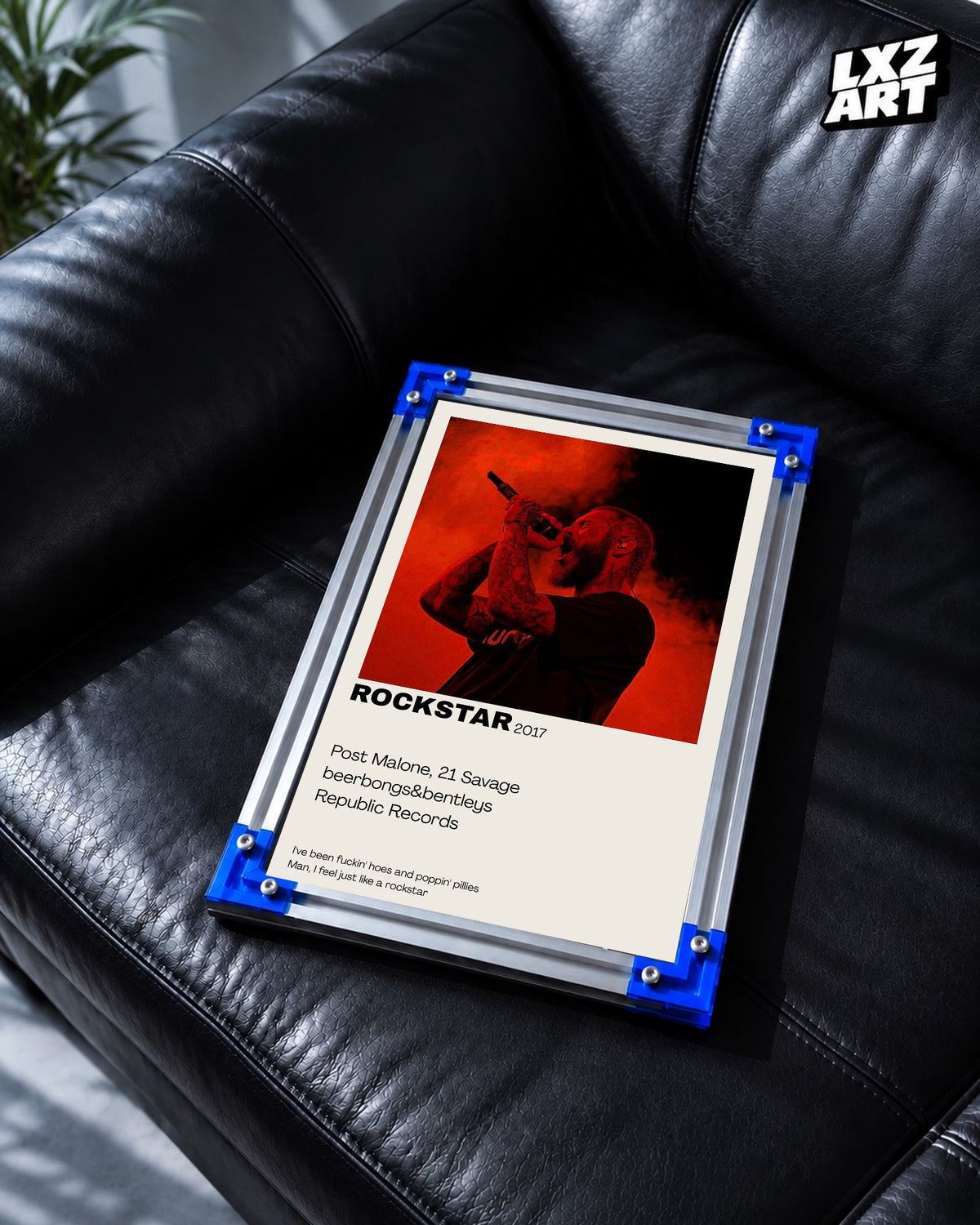 Post Malone Rockstar Red Performance Lyric Poster | Unframed Wall Art — LXZART display 2; frame not included